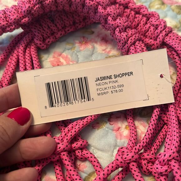 NWT French Connection *Chic* Jasmine *Neon Pink* Braided Tote - Picture 5 of 7